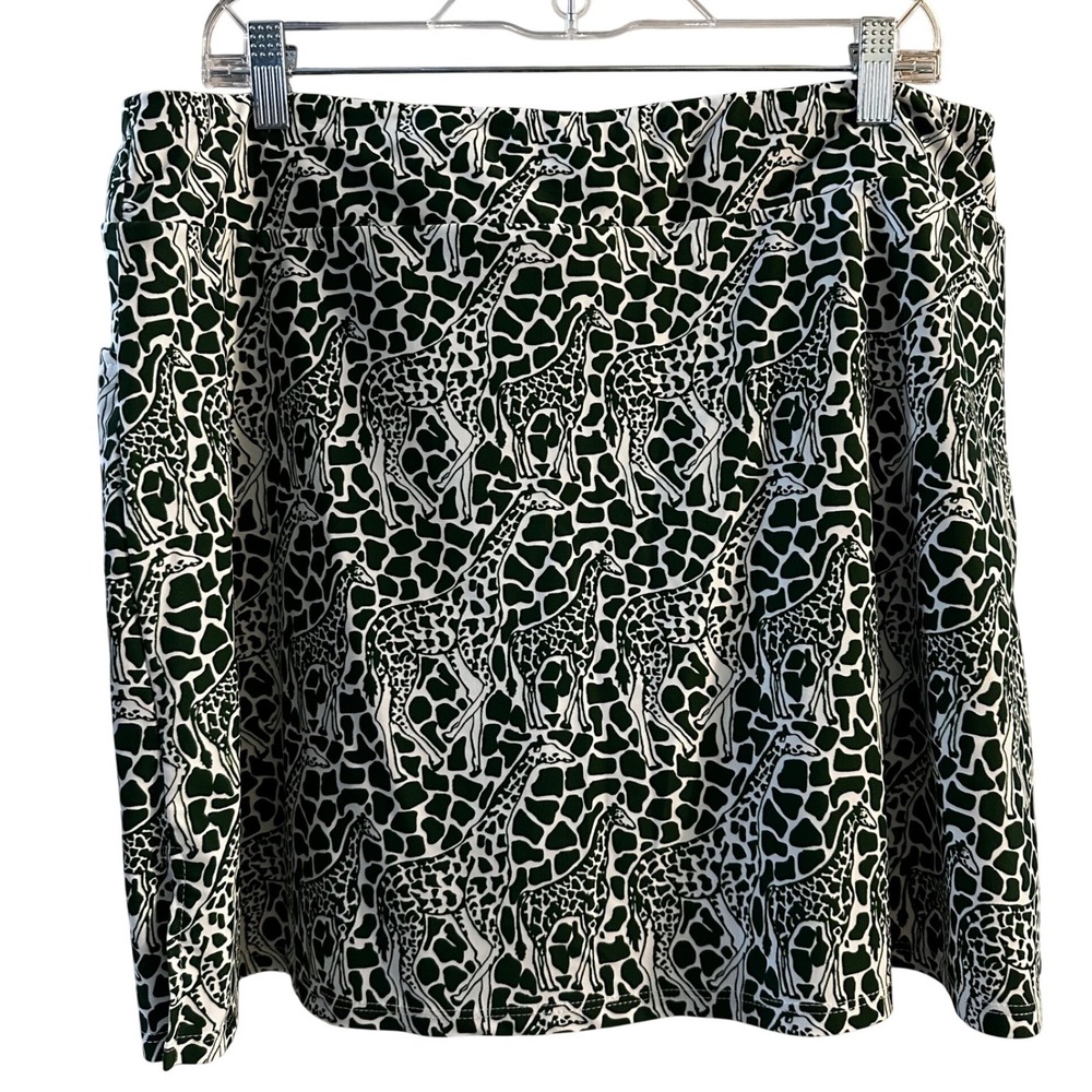 Jude Connally Green Giraffe Print Skort XL Activewear Golf Tennis Skirt Pockets - Picture 9 of 9
